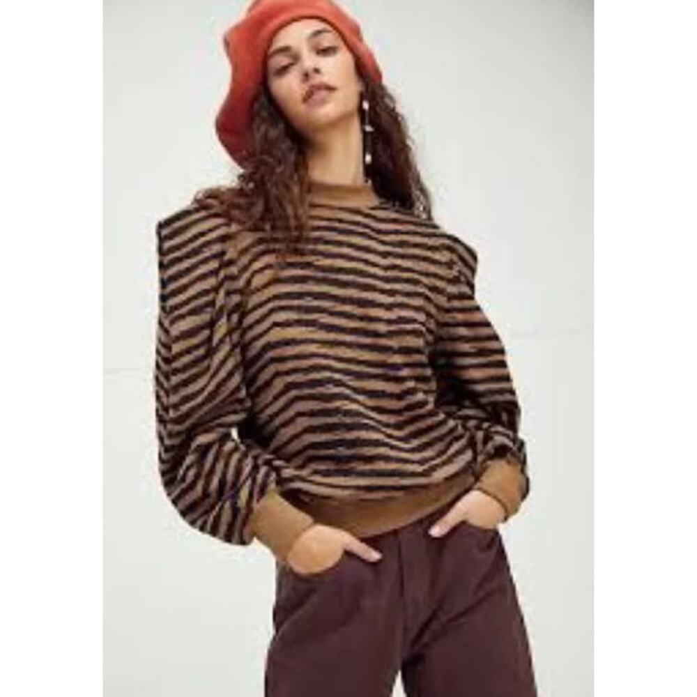 NEW AGOLDE Folded Sleeve Sweatshirt XS Serpentine Animal Print Cotton Revolve